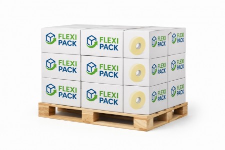 Flexipack maskintape 50 mm × 990 m, klar. Selges kun i hele paller direkte fra vår fabrikk.