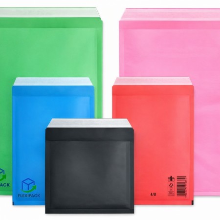 Fargede boblekonvolutter fra Flexipack – sterke, stilrene og resirkulerbare
