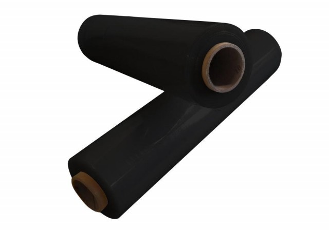 Svart håndstrekkfilm for diskret pallepakking og beskyttelse av varer