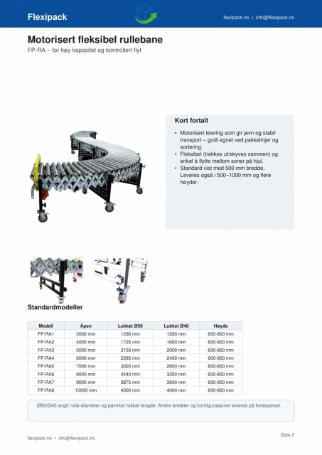 Robust og kostnadseffektiv rullebaner fra Flexipack for daglig drift i lager og produksjon.