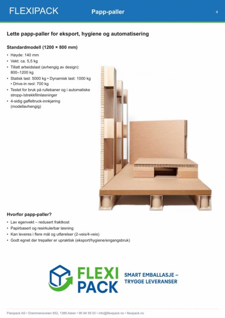 Papppaller i papp – lett transportpall for eksport, hygiene og effektiv håndtering